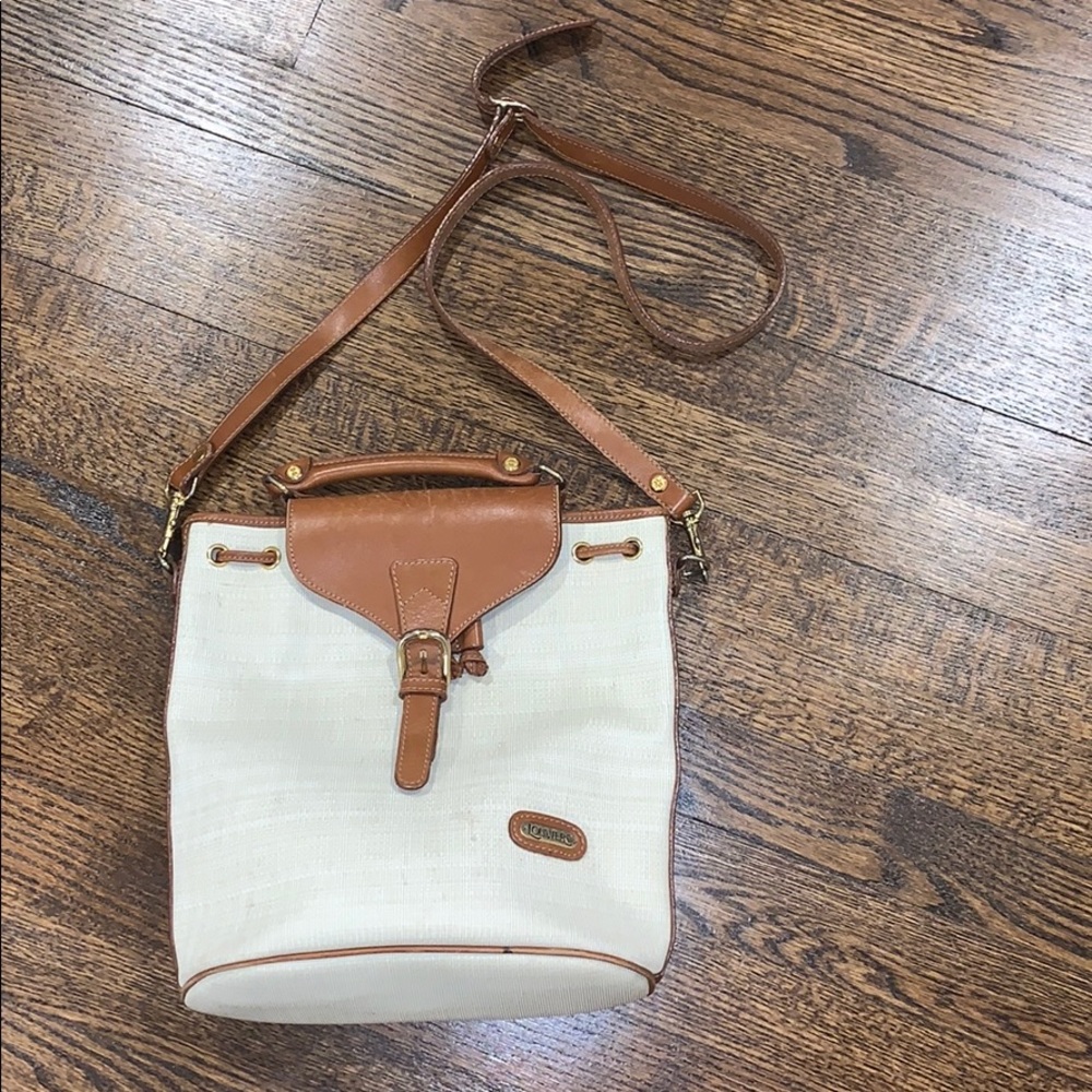 White and Brown Vintage Louvier Bag